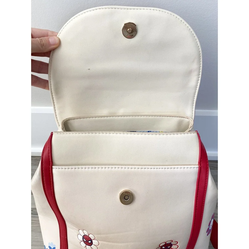 Boxlunch Our Universe Marvel Spider-Man Floral Mini Backpack Cream Red Universal